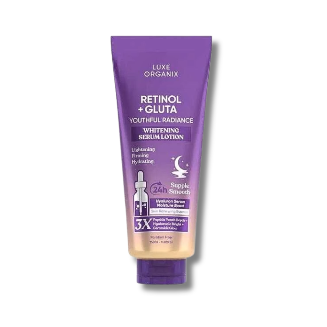 Luxe Organix, Retinol + Gluta Whitening Serum Lotion 350ml Luxe Organix, Retinol + Gluta Whitening Serum Lotion 350ml